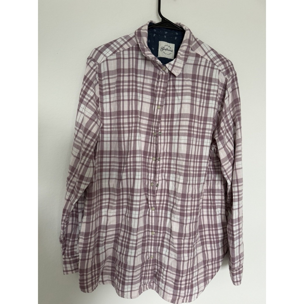 Jach's Girlfriend Ladies' Long Sleeve Button Up Flannel Shirt, Pink, XL
